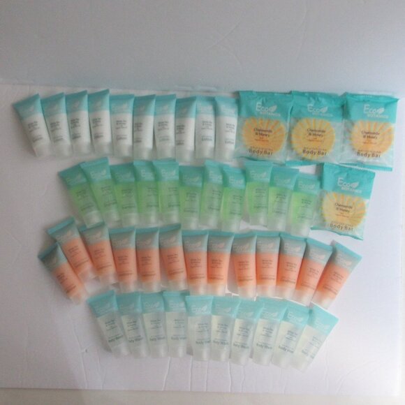 Eco Botanics White Tea & Honey Travel Size 43 tubes, 1oz each & 4 Soap Bars NEW